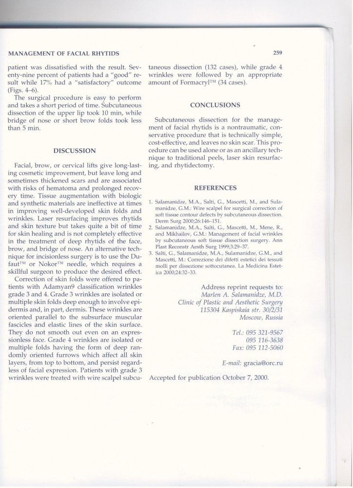 International Journal of Cosmetic Surgery and Aesthetic Dermatology v2, #4, 2000 International Journal of Cosmetic Surgery and Aesthetic Dermatology v2, #4, 2000