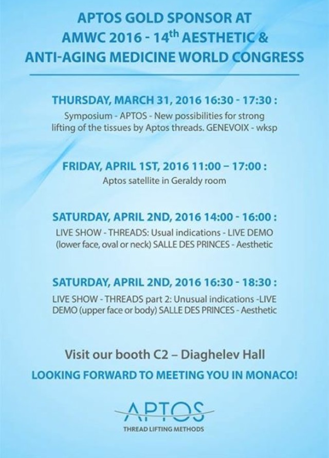 Аптос - золотой спонсор AMWC 2016 в Monaco