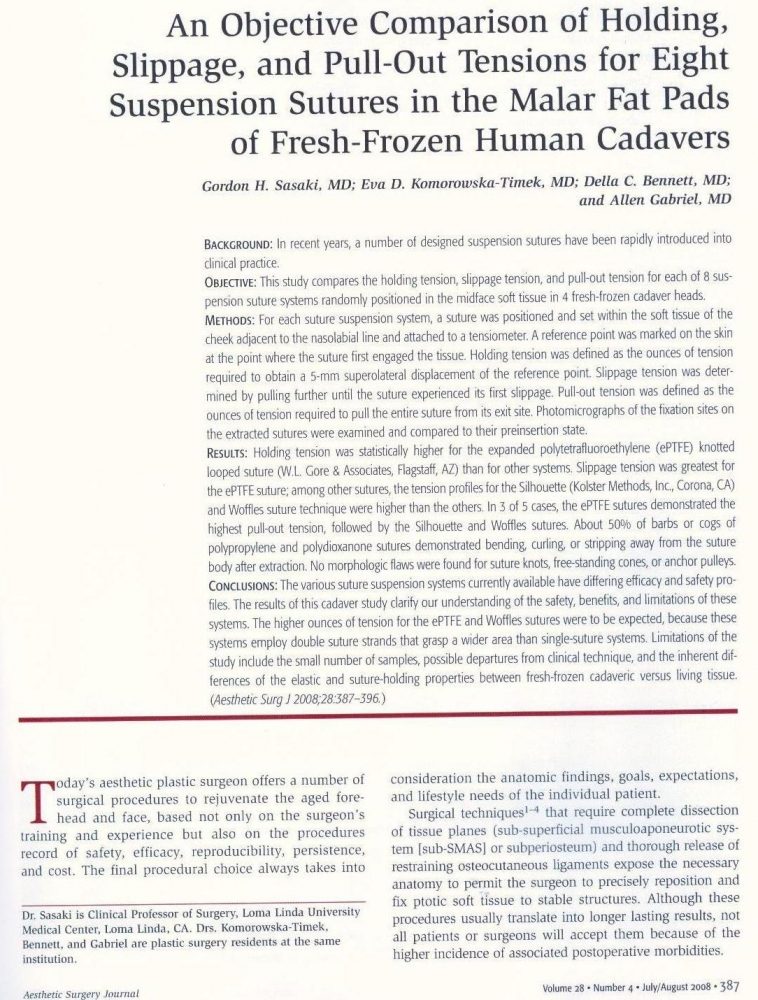 Aesthetic Surgery Journal Volume 28, Issue 4, Jul 2008 Aesthetic Surgery Journal Volume 28, Issue 4, Jul 2008