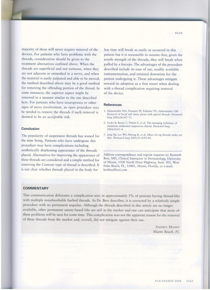 Dermatologic Surgery Volume 34 number 8 August 2008 Dermatologic Surgery Volume 34 number 8 August 2008